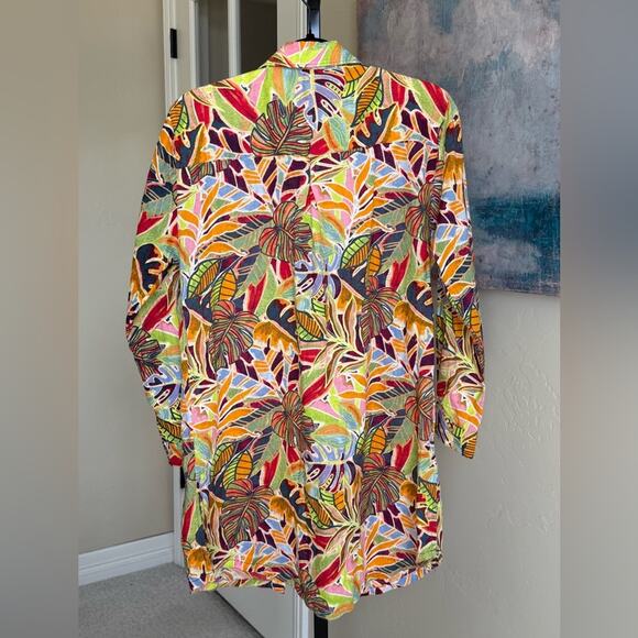 C&C California Linen Blend Button Down Dress Swim Cover Up Resort Wear Medium - Picture 8 of 8